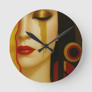 Freyas goldene Tränen mit dunklen Haaren Runde Wanduhr