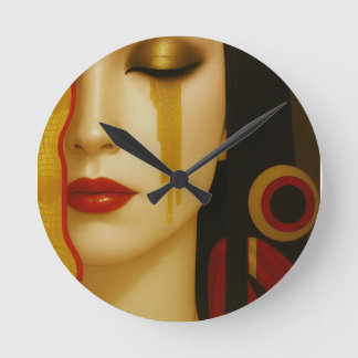 Freyas goldene Tränen mit dunklen Haaren Runde Wanduhr