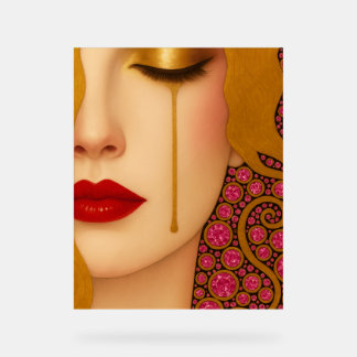 Freya's heartache golden tears in pink motif acrylschild