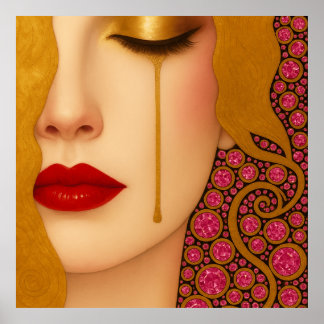 Freyas Herzschmerz goldene Tränen in rosa Motiv Poster