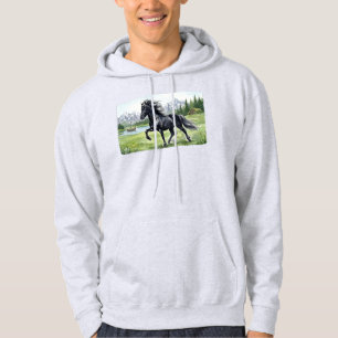 Freydis Black Horse in nordischer Landschaft Hoodie