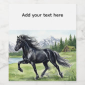Freydis Black Horse Schöne Landschaft Weinetikett (Einzelnes Label)