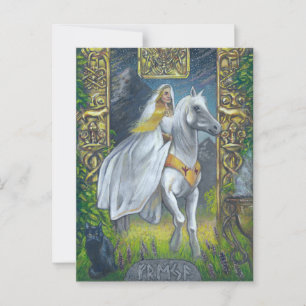 Freyja fährt durch ein goldenes Tor von Folkvangr Postkarte