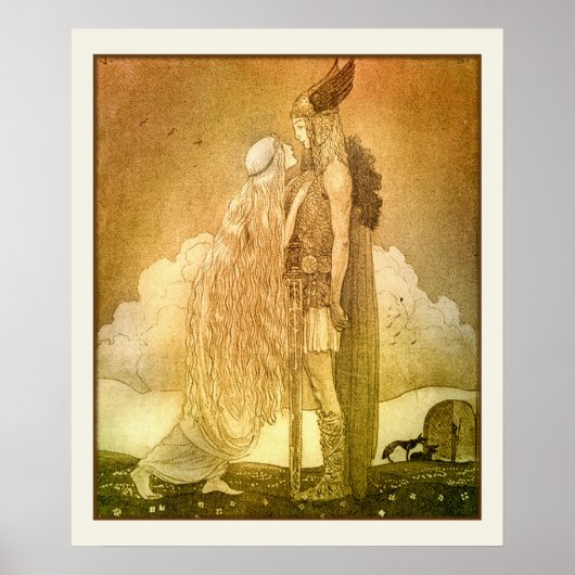 Freyja und Svipdag von John Bauer 1911 skandinavis Poster (Vorne)