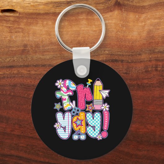 Fri-yay Happy Friday Weekend Teacher Student Back Schlüsselanhänger (Vorderseite)