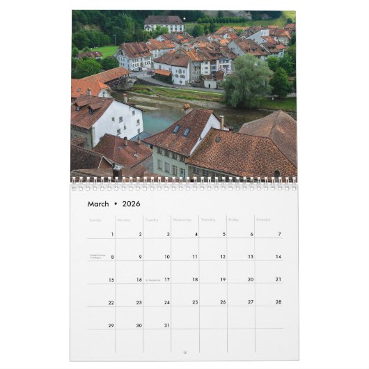 Fribourg Schweiz 2026 Kalender (Mär 2026)