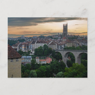 Fribourg Schweiz Sunset Postkarte