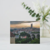 Fribourg Schweiz Sunset Postkarte (Stehend Vorderseite)