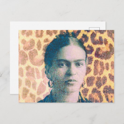 Frida Big Cat Print Background Postkarte (Vorne/Hinten)