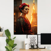 Frida in Flammen - Surreal Portrait Poster (Heimbüro)