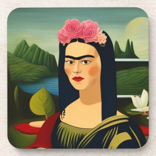 Frida Kahlo als Mona Lisa Hard Plastic Untersetzer (Vorderseite)