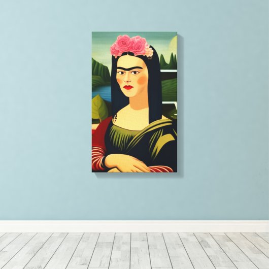 Frida Kahlo als Mona Lisa Leinwanddruck (Insitu (Holzboden))