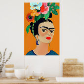 Frida Kahlo art, Blumenposter Poster (Küche)