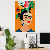 Frida Kahlo art, Blumenposter Poster (Heimbüro)