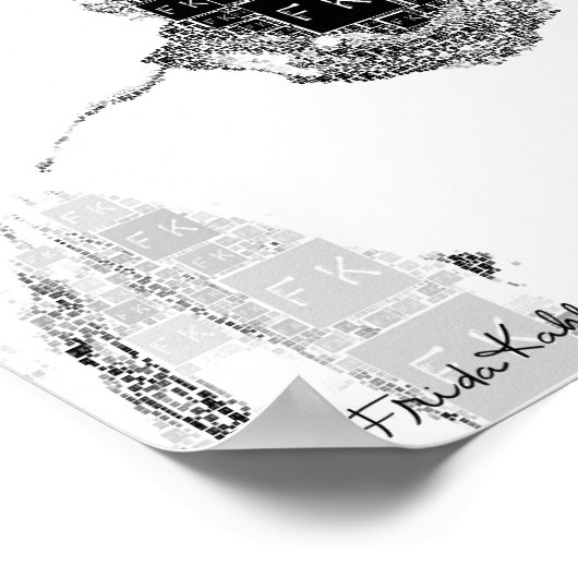 Frida Kahlo Black and White Portrait Poster (Ecke)