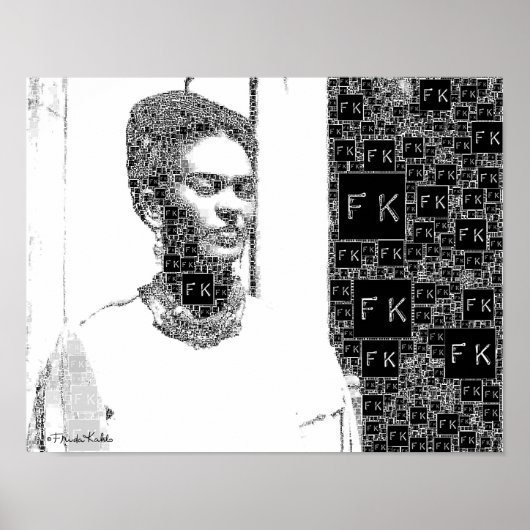 Frida Kahlo Black and White Portrait Poster (Vorne)