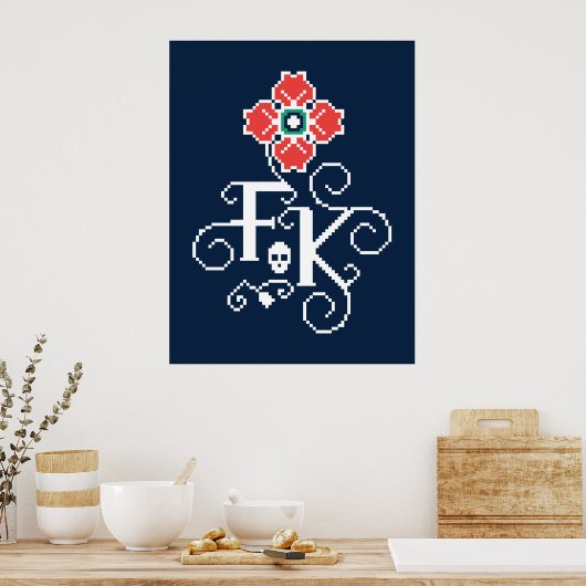 Frida Kahlo | Blumentribut Poster (Küche)