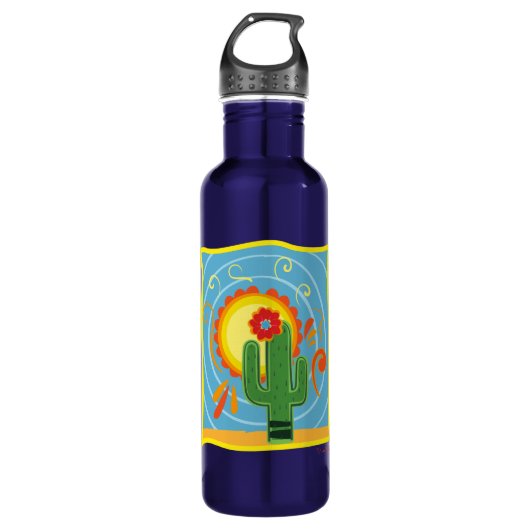 Frida Kahlo Cactus Graphic Edelstahlflasche (Vorderseite)