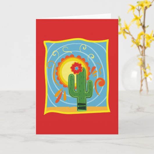 Frida Kahlo Cactus Graphic Karte (Gelbe Blume)