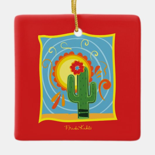 Frida Kahlo Cactus Graphic Keramikornament (Vorderseite)
