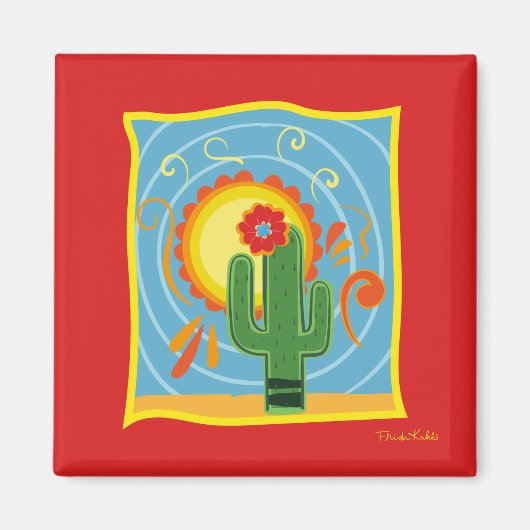 Frida Kahlo Cactus Graphic Magnet (Vorne)