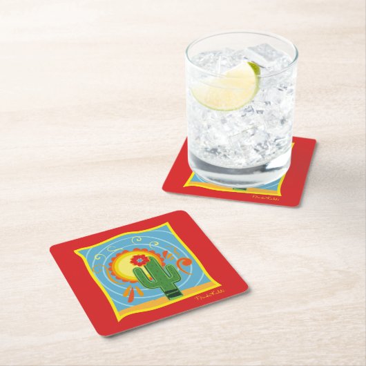 Frida Kahlo Cactus Graphic Rechteckiger Pappuntersetzer (Vor Ort)