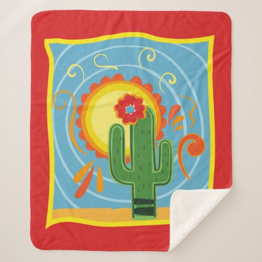 Frida Kahlo Cactus Graphic Sherpadecke (Vorderseite)