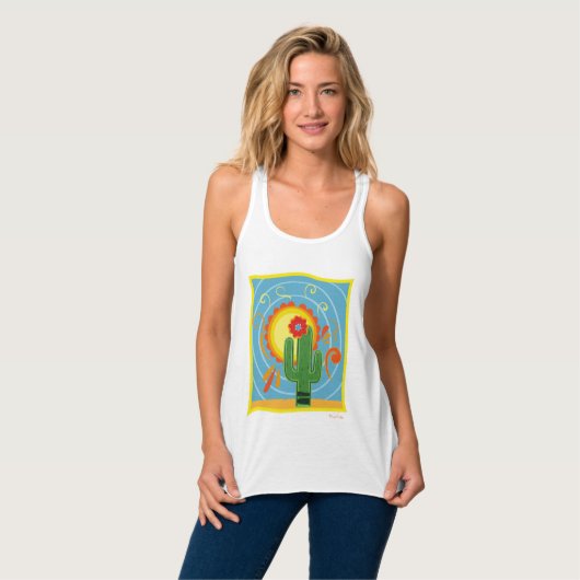 Frida Kahlo Cactus Graphic Tank Top (Vorderseite Vollansicht)