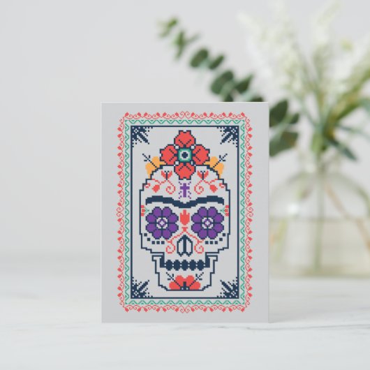 Frida Kahlo | Calavera Postkarte (Stehend Vorderseite)
