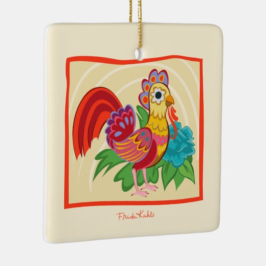 Frida Kahlo Chicken Graphic Keramikornament (Rechts)
