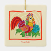 Frida Kahlo Chicken Graphic Keramikornament (Rückseite)