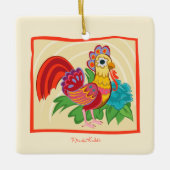 Frida Kahlo Chicken Graphic Keramikornament (Vorderseite)