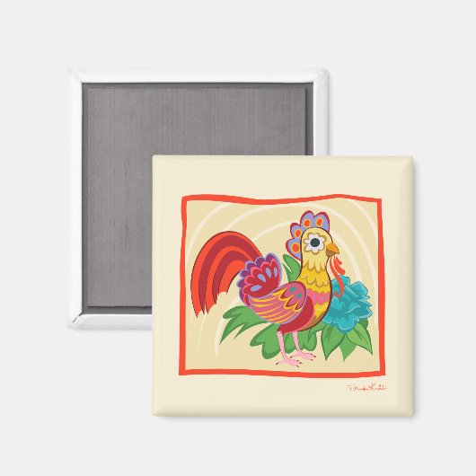 Frida Kahlo Chicken Graphic Magnet (Vorderseite/Rückseite)