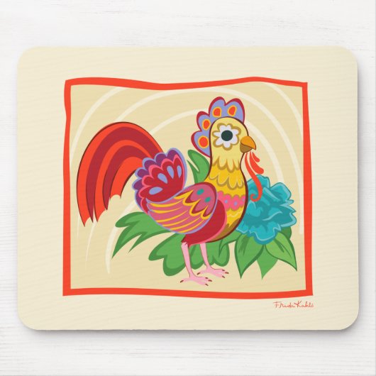 Frida Kahlo Chicken Graphic Mousepad (Vorne)