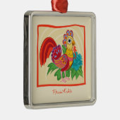 Frida Kahlo Chicken Graphic Ornament Aus Metall (Rechts)