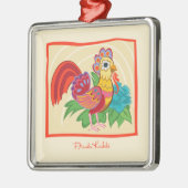 Frida Kahlo Chicken Graphic Ornament Aus Metall (Links)