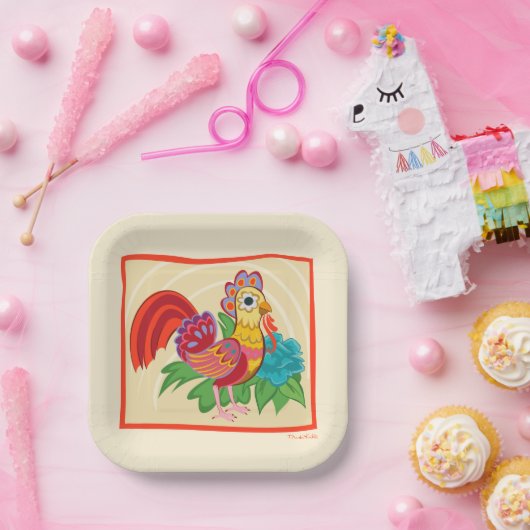 Frida Kahlo Chicken Graphic Pappteller (Party)