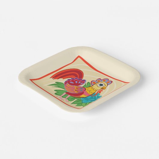 Frida Kahlo Chicken Graphic Pappteller (Gewinkelt)