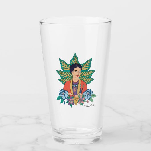 Frida Kahlo Colorful Floral Graphic Glas (Vorderseite)