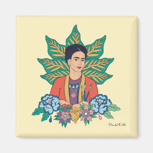 Frida Kahlo Colorful Floral Graphic Magnet