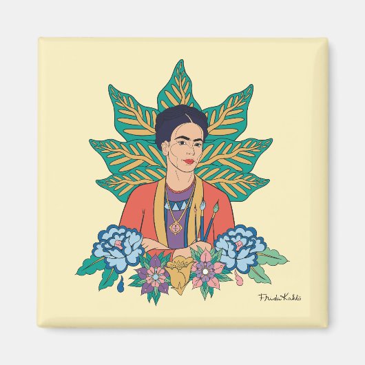 Frida Kahlo Colorful Floral Graphic Magnet (Vorne)