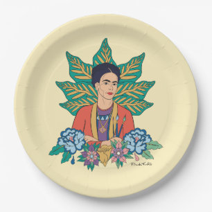 Frida Kahlo Colorful Floral Graphic Pappteller