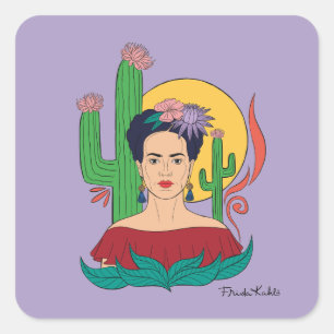 Frida Kahlo Desert Graphic Quadratischer Aufkleber