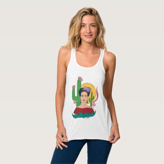 Frida Kahlo Desert Graphic Tank Top (Vorderseite Vollansicht)