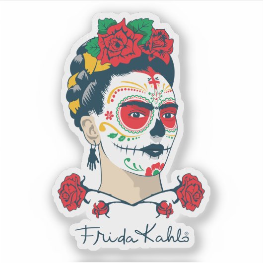 Frida Kahlo El Día de los Muertos Aufkleber (Vorderseite)