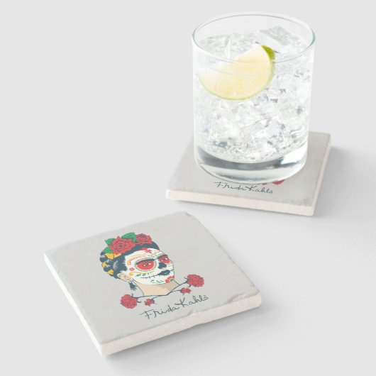 Frida Kahlo | El Día de Los Muertos Steinuntersetzer (Seitenansicht)