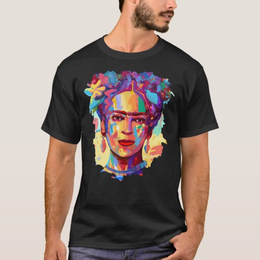 Frida Kahlo Farbiges Portrait Klassischer T - Shir T-Shirt (Vorderseite)