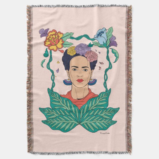 Frida Kahlo Floral Frame Graphic Decke (Vorderseite Vertikal)