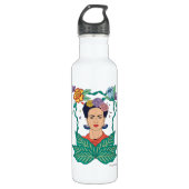Frida Kahlo Floral Frame Graphic Edelstahlflasche (Vorderseite)