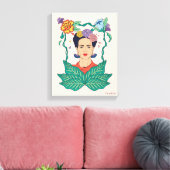 Frida Kahlo Floral Frame Graphic Leinwanddruck (Insitu (Wohnzimmer))